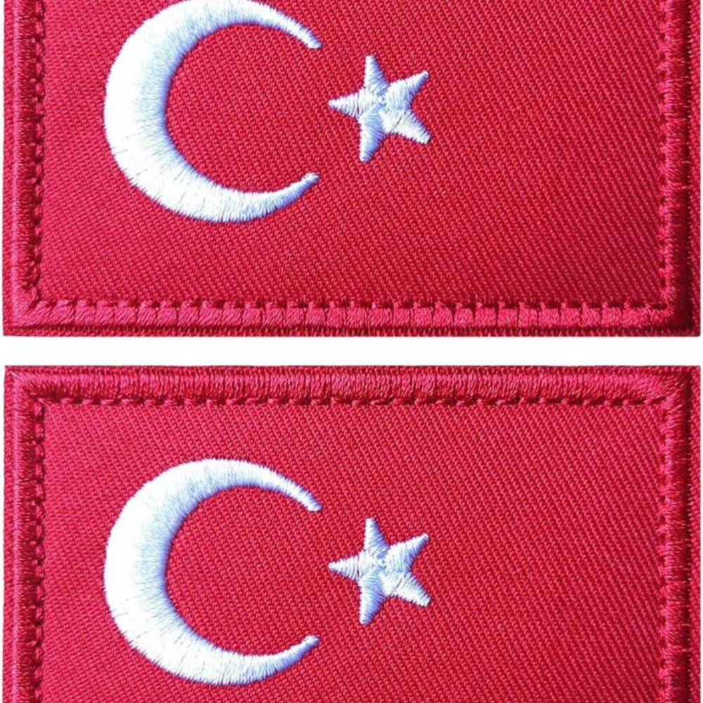 2PCS Turkey Türkiye Flag Patch Embroidered Morale Patch Military Tactical Patche